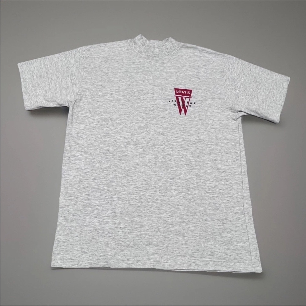 Vintage Mens Gray Levis Jeans For Women USA Single Stitch High Neck T-Shirt Rare
